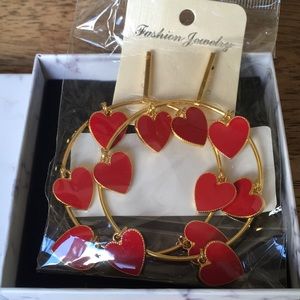 Gold-tone Hoop & Heart Earrings